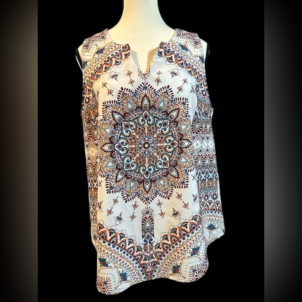 Verse Mandala Print Sleeveless Blouse